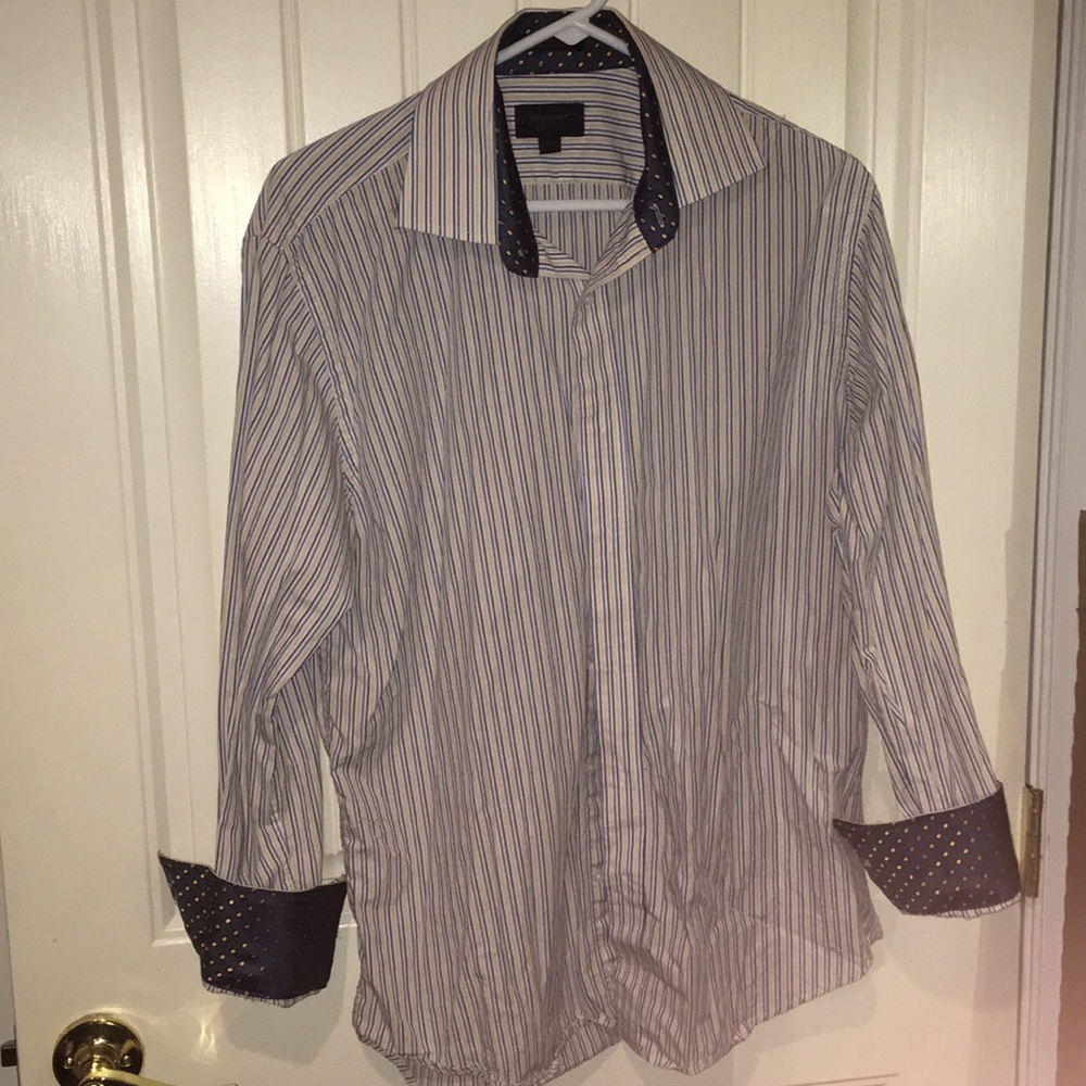 Medium Haggar Button-up Striped Shirt